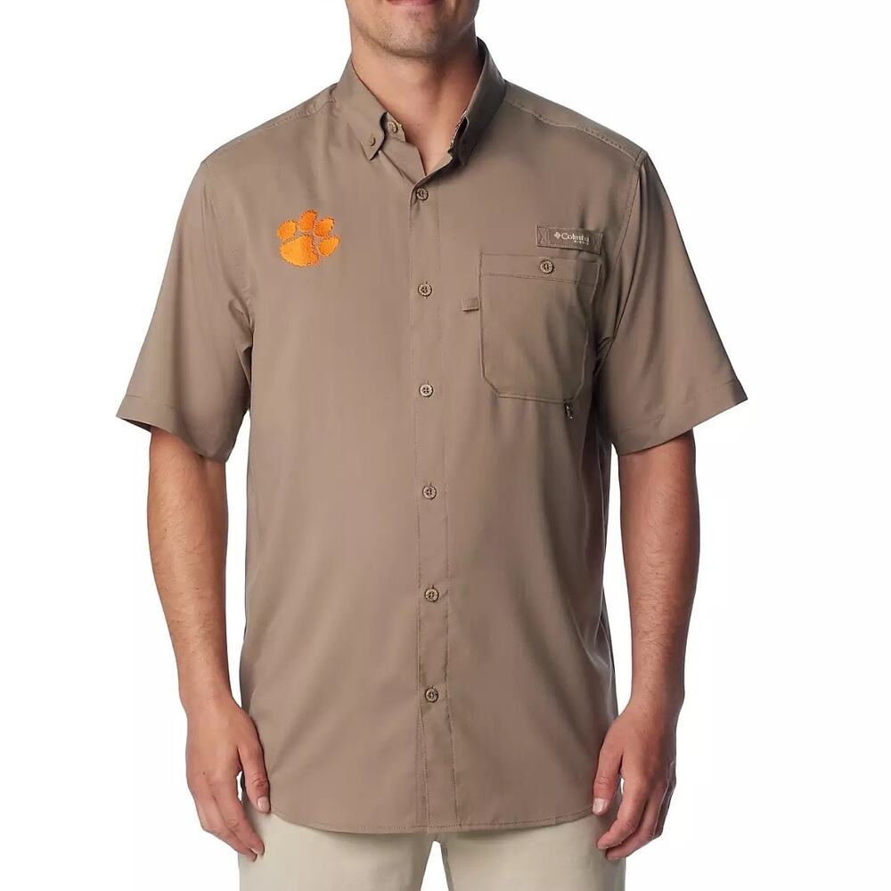 Columbia Men's Tan Clemson Tigers PHG Bucktail Hunting Button-Up Shirt | Size XL